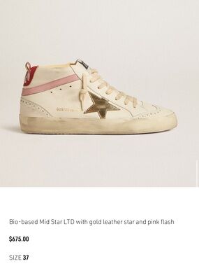 Golden Goose Mid Star Sneakers in Cream, Gold & Pink